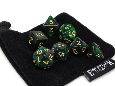Emerald Green Stardust Dice Collection - 7 Piece Set