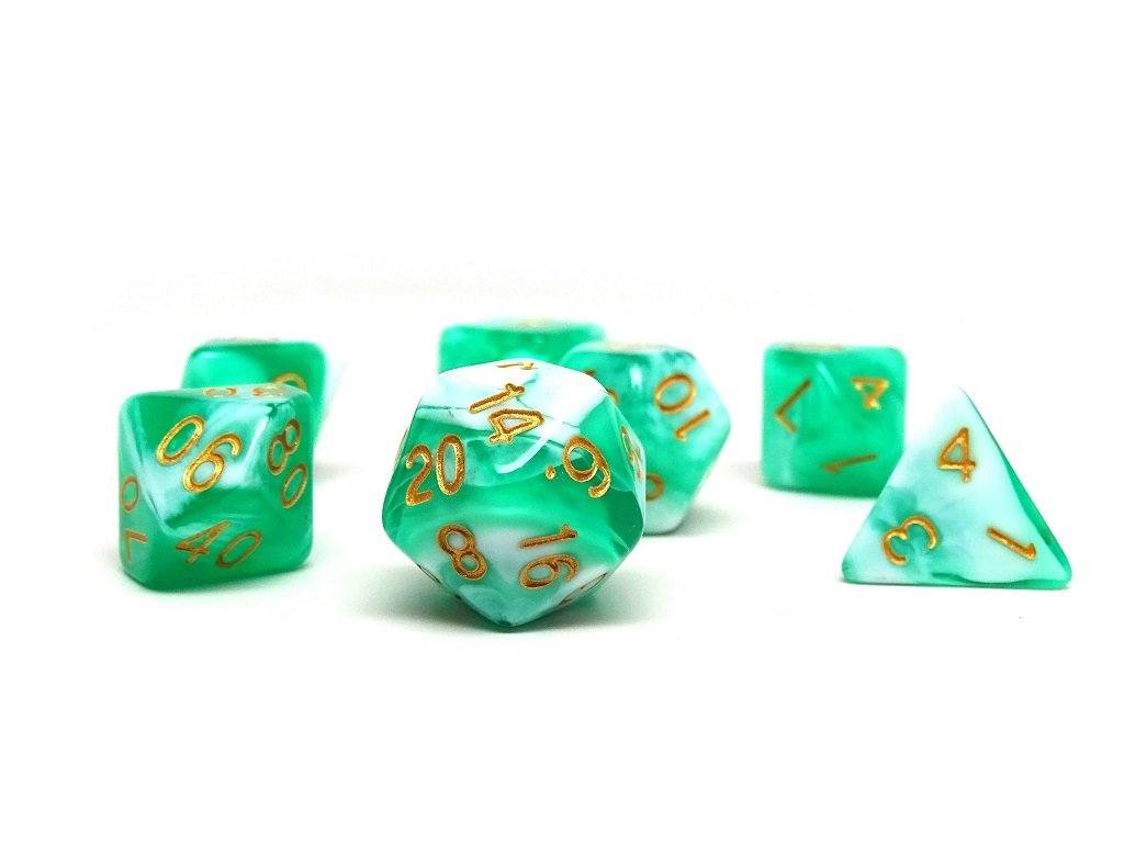 Mint Swirl Dice Collection 7 Piece Set Easy Roller Dice Company