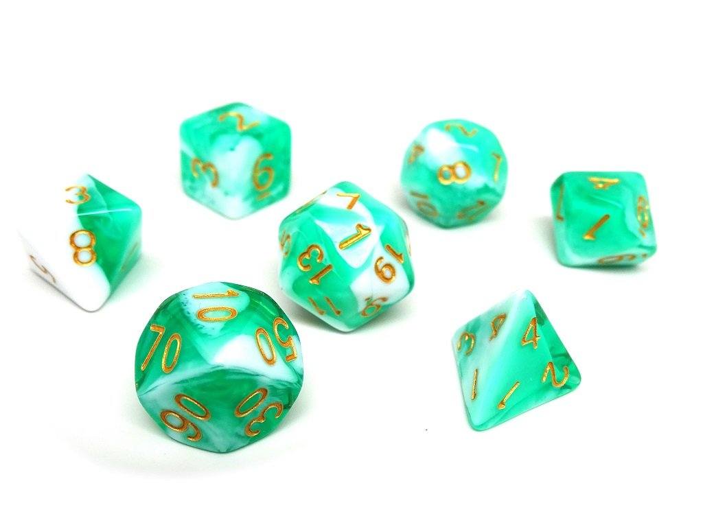 Mint Swirl Dice Collection - 7 Piece Set