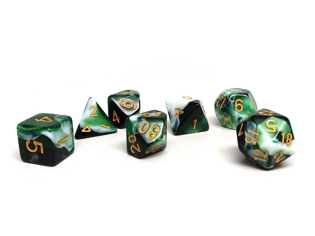 Deep Green Swirl Dice Collection - 7 Piece Set