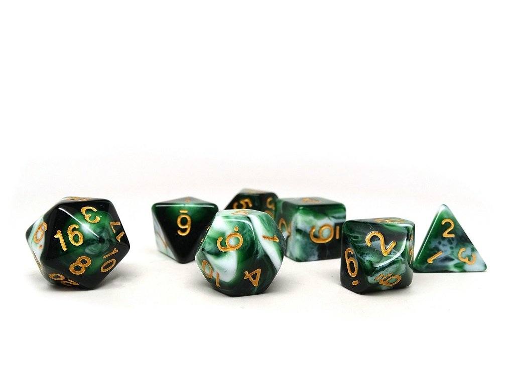 Deep Green Swirl Dice Collection - 7 Piece Set