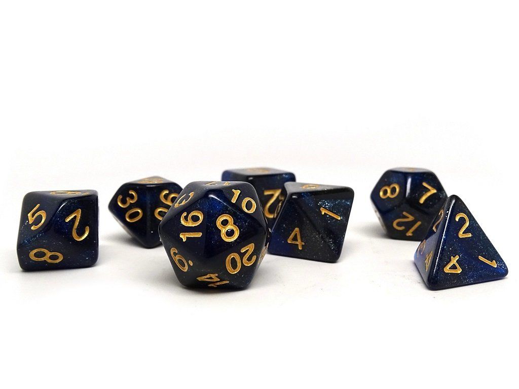 Midnight Blue Stardust Dice Collection - 7 Piece Set