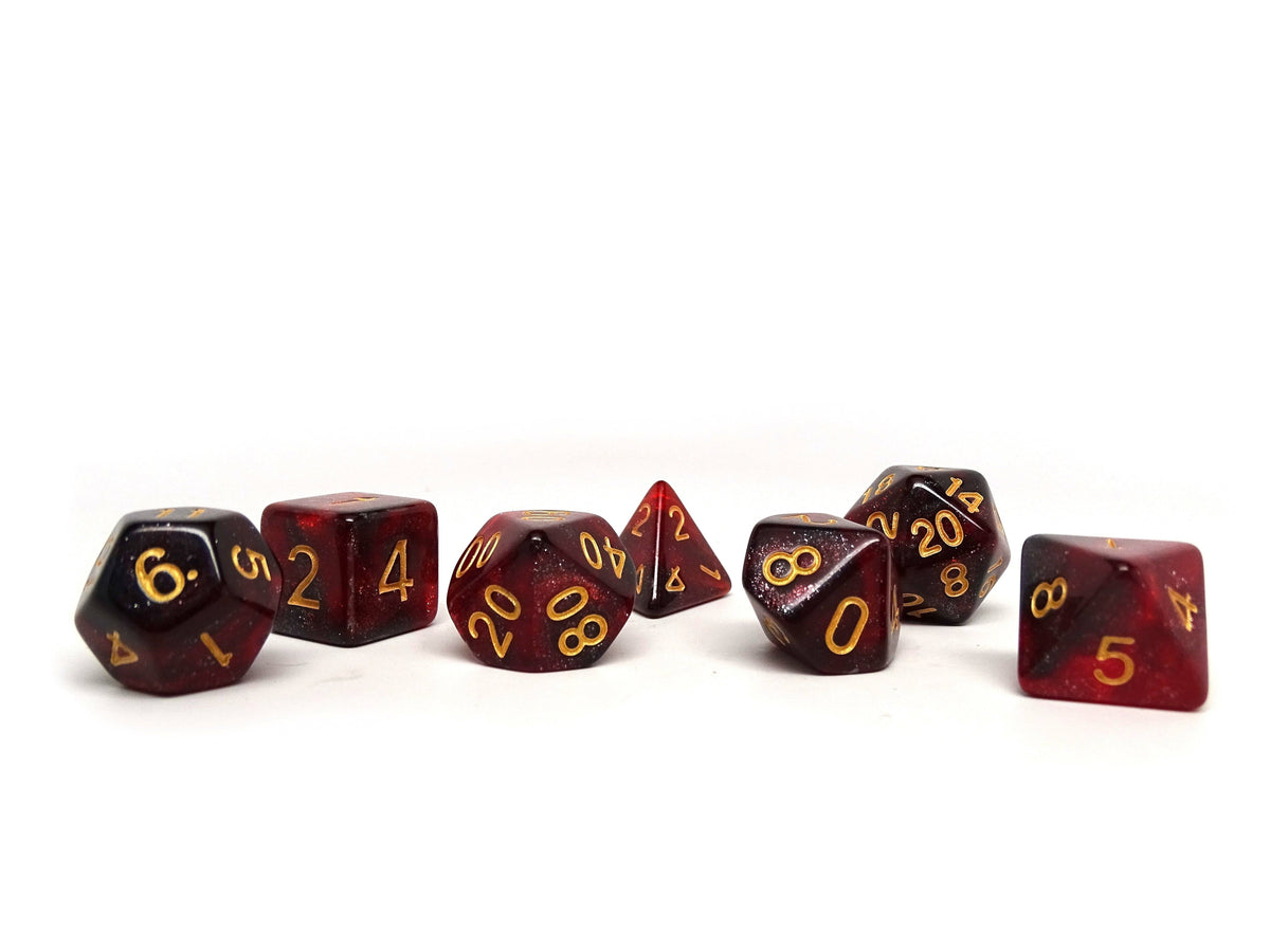 Crimson Stardust Dice Collection - 7 Piece Set - Easy Roller Dice Company