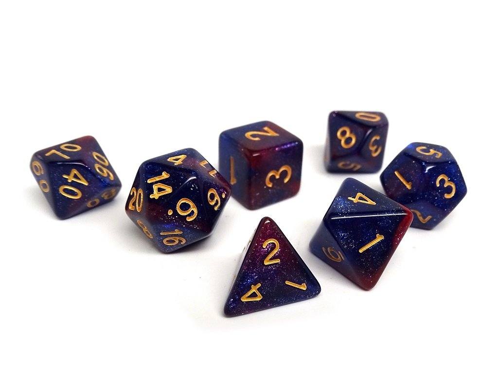 Midnight Purple Stardust Dice Collection - 7 Piece Set