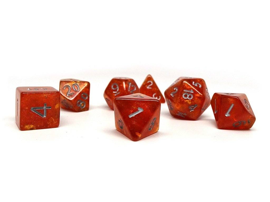 Orange Ocean Reef Dice Collection - 7 Piece Set