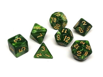 Green Granite Dice Collection - 7 Piece Set