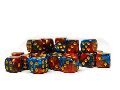 12mm D6 Dice - Cobalt and Copper Swirl - 25 Count Bag