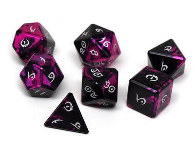 pink and black aluminum dice