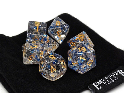 Translucent Starburst with Gold Numbering Dice Collection - 7 Piece Set