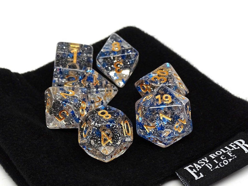 Translucent Starburst with Gold Numbering Dice Collection - 7 Piece Se ...