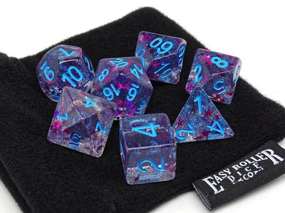 Translucent Starburst with Powder Blue Numbering Dice Collection - 7 Piece Set