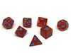 Orange Ocean Reef with Blue Font Dice Collection - 7 Piece Set