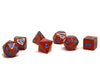 Orange Ocean Reef with Blue Font Dice Collection - 7 Piece Set