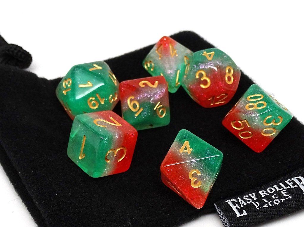 Frozen 3 Tone - Green, White, Red with Gold Font - 7 Piece Set