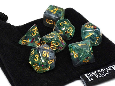 Marble with Green Glitter - Gold Font - 7 Piece Set