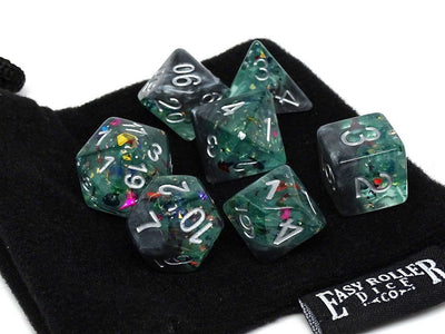 Marble with Green Glitter - Silver Font - 7 Piece Set