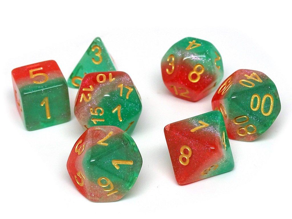 Frozen 3 Tone - Green, White, Red with Gold Font - 7 Piece Set