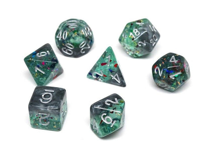 Marble with Green Glitter - Silver Font - 7 Piece Set