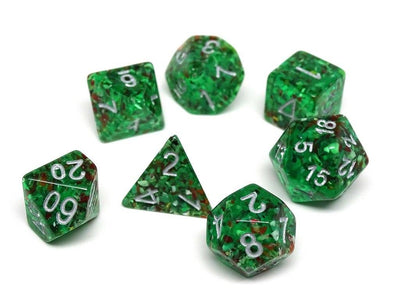 Green Translucent Speckle Dice Collection - 7 Piece Set