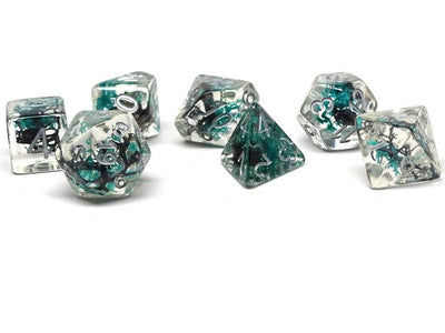 Translucent Neuron Green and Black Dice Collection - 7 Piece Set
