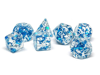Transparent Blue Butterfly Dice - 7 Piece Collection