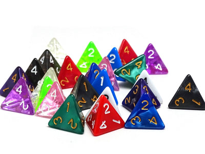 Bulk 4 Sided Dice | 25 Count | Assorted | Multi Colored | D4s