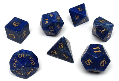 Stone Dice Collection - Lapis with Gold Numbering - Signature Font