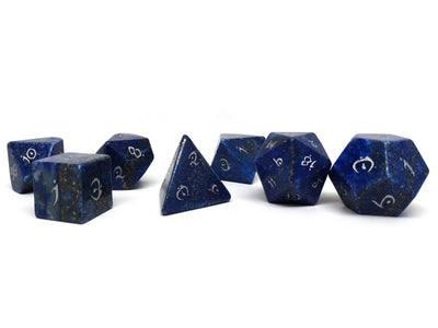 Stone Dice Collection - Lapis with Silver Numbering - Elvenkind Font