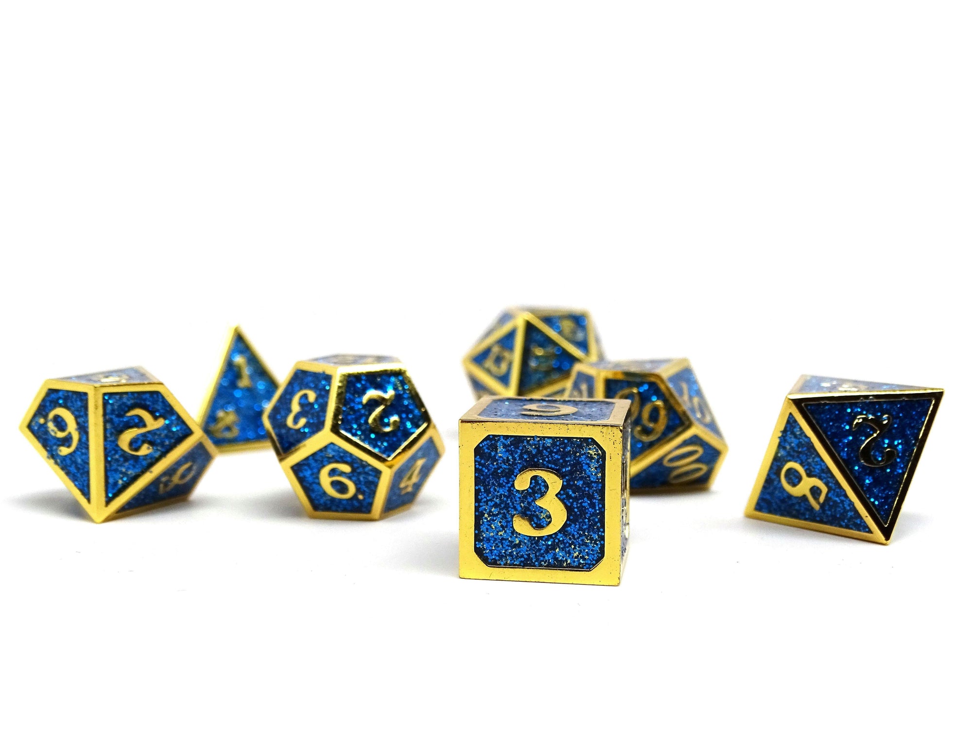 Heroic Dice of Metallic Luster - Blue with Gold Font