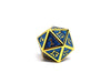 Heroic Dice of Metallic Luster - Single D20 Dice - Blue with Gold Font