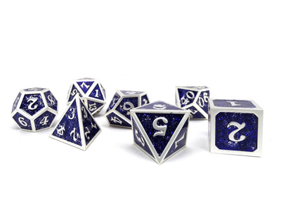 Heroic Dice of Metallic Luster - Purple with Silver Font