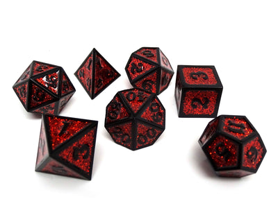 Heroic Dice of Metallic Luster - Red with Black Font