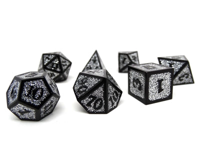 Heroic Dice of Metallic Luster -  Silver with Black Font