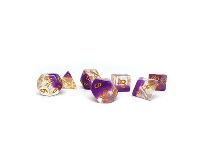 Purple and Clear Two Tone - 7 Piece Dice Collection