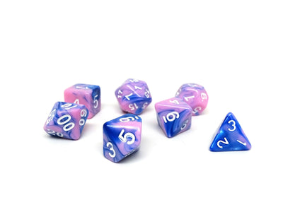 Pink and Blue Marble - 7 Piece Dice Collection