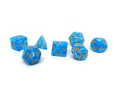 Frozen Blue Marble - 7 Piece Dice Collection