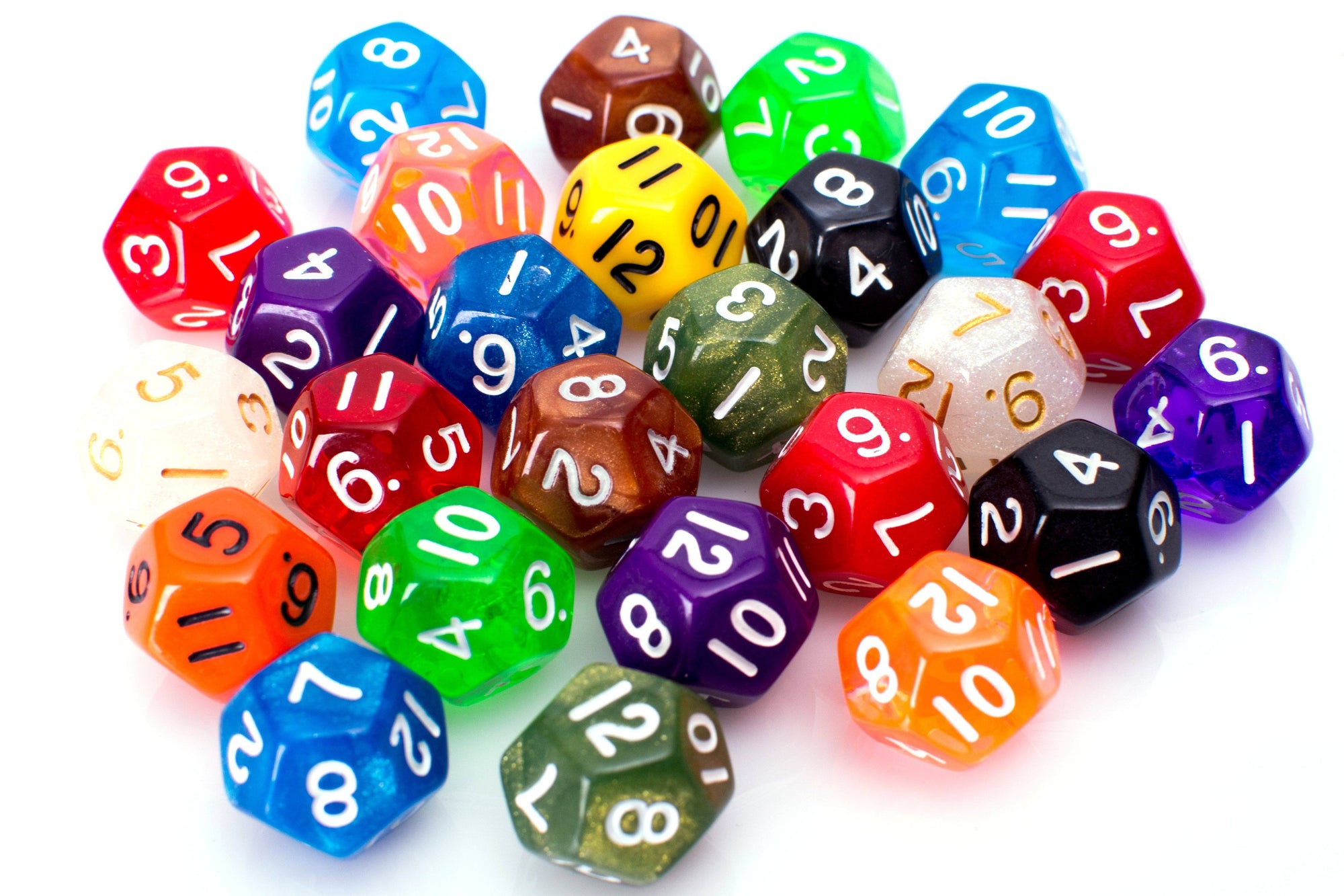 12 Sided Dice | 25 Count Assorted | Multi Colored D12s