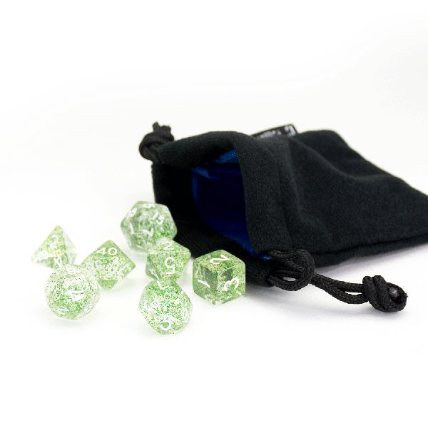 green sparkle translucent dice