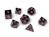 Gun Metal 7 Piece Dice Set - Signature Font - Pink