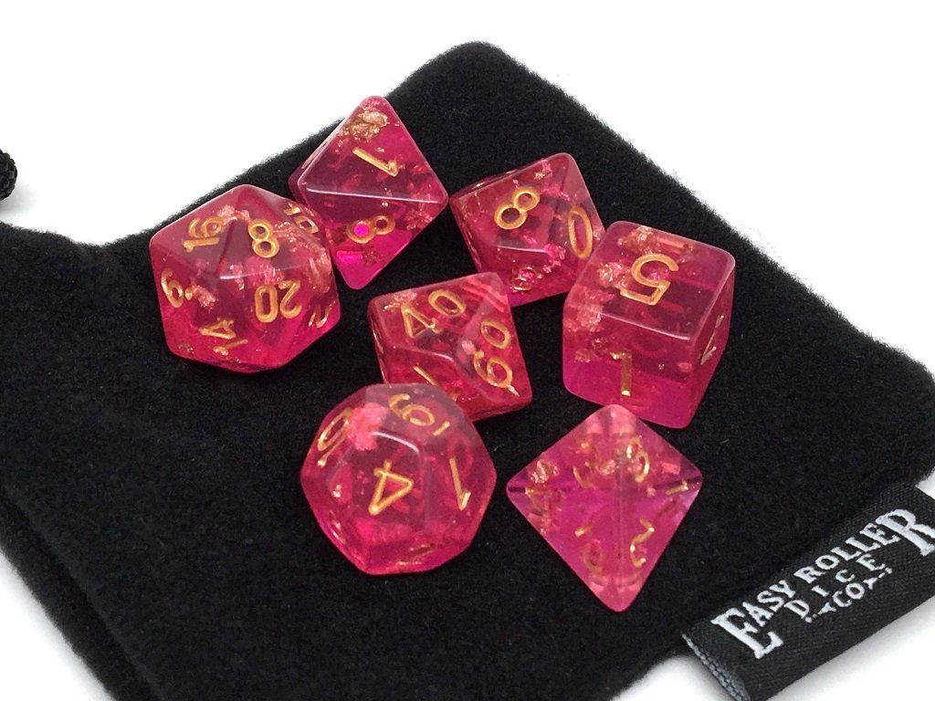 Pink Ocean Reef Dice Collection - 7 Piece Set