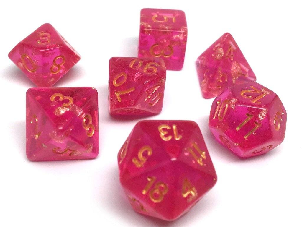 Pink Ocean Reef Dice Collection - 7 Piece Set