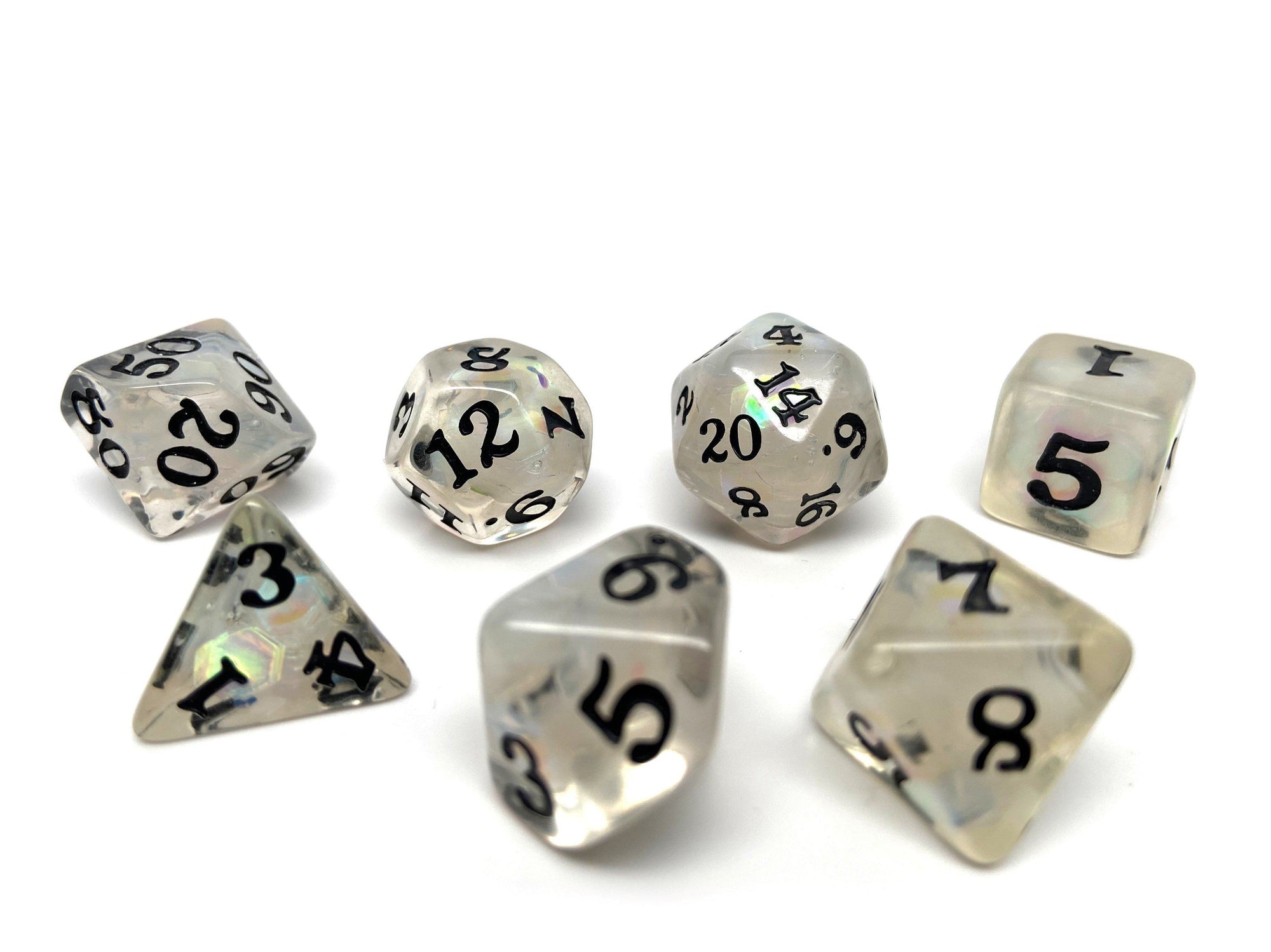 Clear Hologram Dice Collection - 7 Piece Set