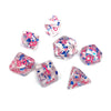 Translucent Starburst with Pink Numbering Dice Collection - 7 Piece Set