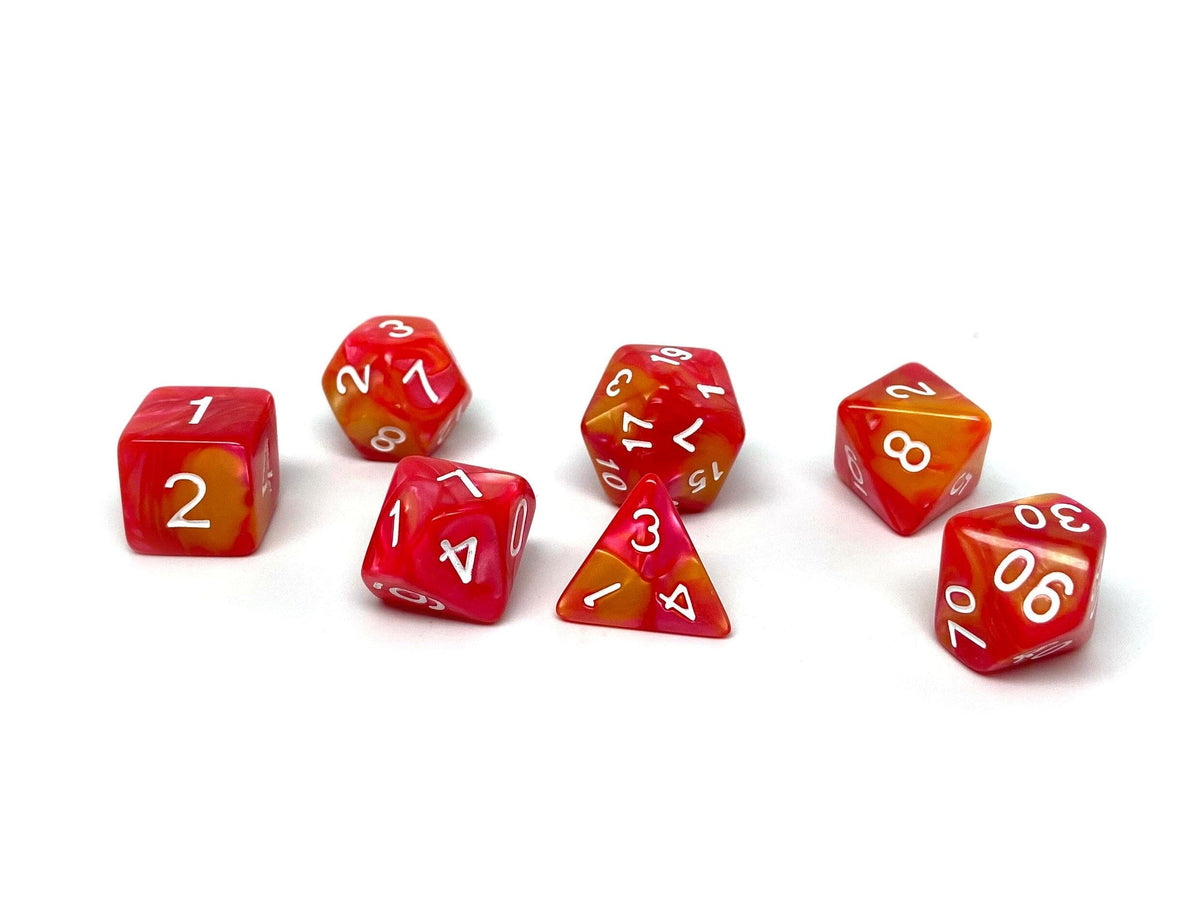 Sundown Swirl 7 Piece Dice Collection Easy Roller Dice Company