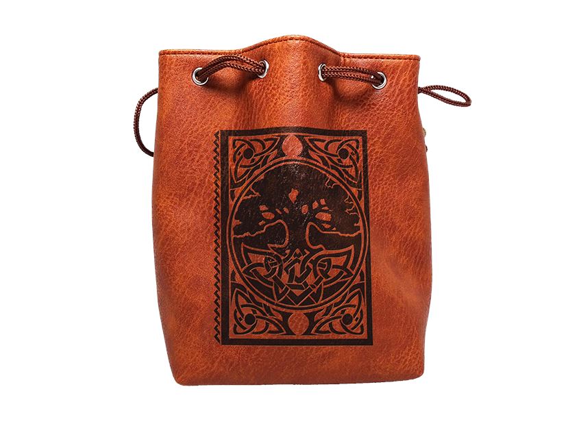 Brown Leather Lite Spell Book Design Self-Standing Large Dice Bag ...