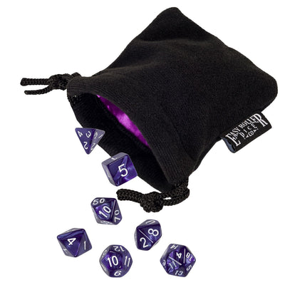 Purple Marbled Dice  7 PC Set With Carrying Bag