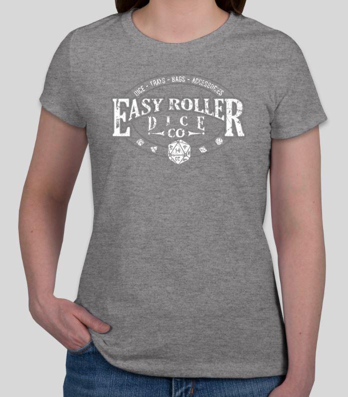 Ladies T-Shirt - Grey with Easy Roller Dice Company logo