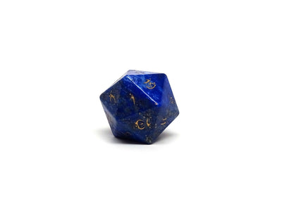 Stone D20 Dice - Lapis Lazuli- Gold Elvenkind Font