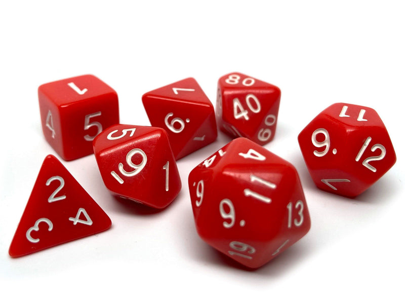 Red Opaque Dice - 7 Piece Set - Easy Roller Dice Company