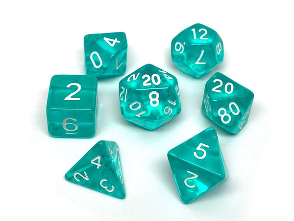 Teal Translucent Dice - 7 Piece Set - Easy Roller Dice Company